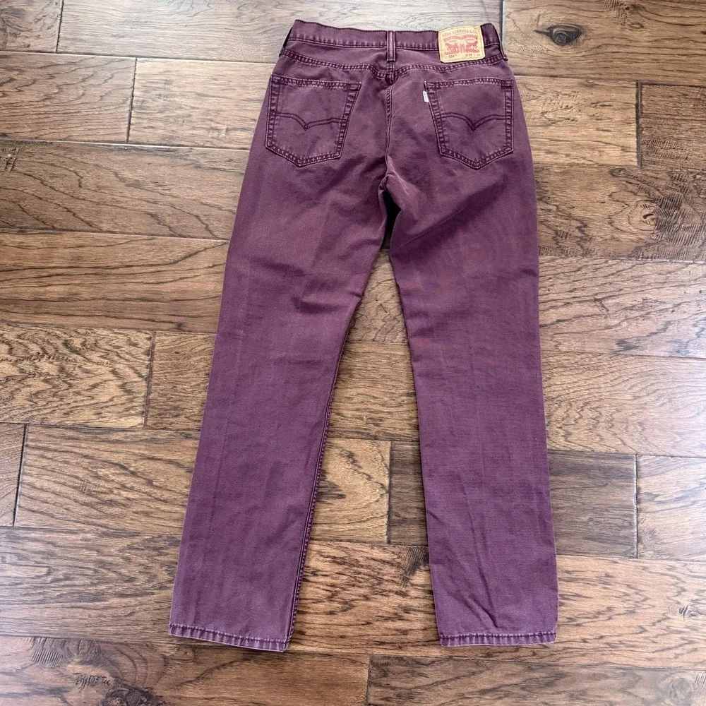Levi's 514 Straight Leg Canvas‎ Pants Burgundy Streetwear Workwear W31 L32